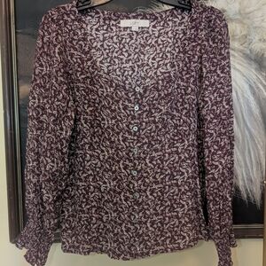 2/$20 LOFT Women's Burgundy Button-Up Top